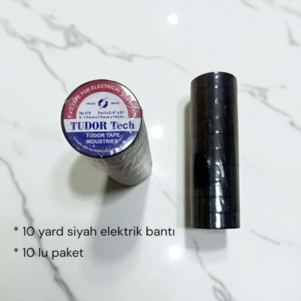 TUDOR SİYAH ELEKTRİK BANTI 10Y (10LU)