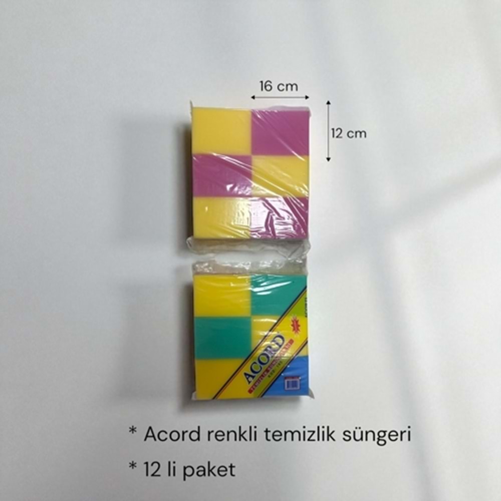 ACORD RENKLİ TEMİZLİK SÜNGERİ 12Lİ