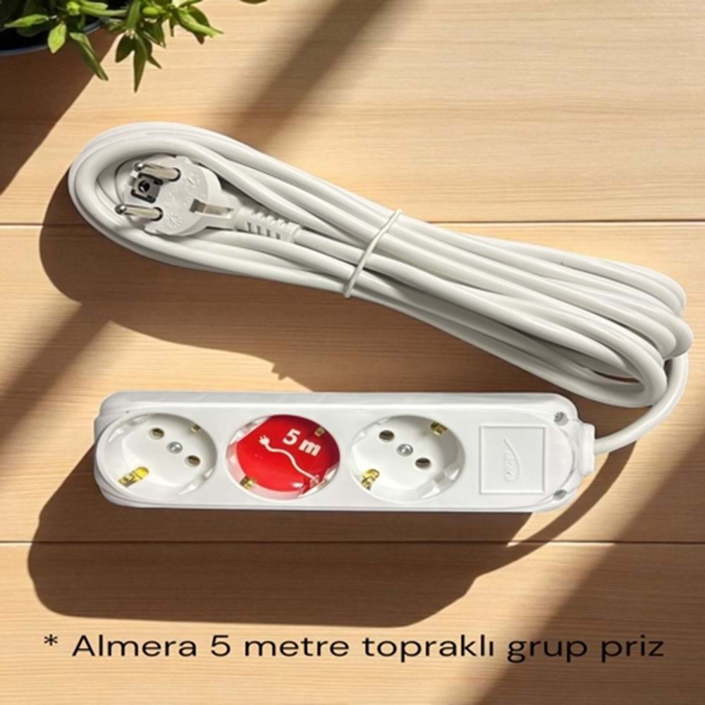 ALMERA 5 M KABLOLU ÜÇLÜ PRİZ