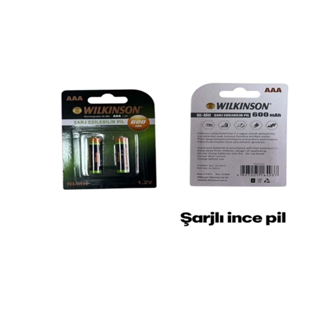 WİLKİNSON ŞARJLI İNCE PİL