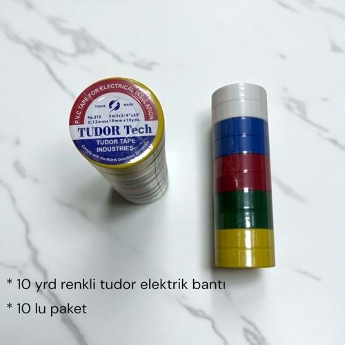 TUDOR RENKLİ ELEKTRİK BANTI 10 Y (10 ADET)