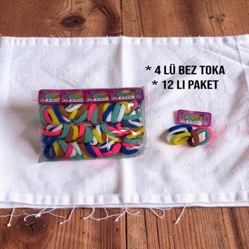 HTO-4 LÜ RENKLİ BEZ LASTİK TOKA