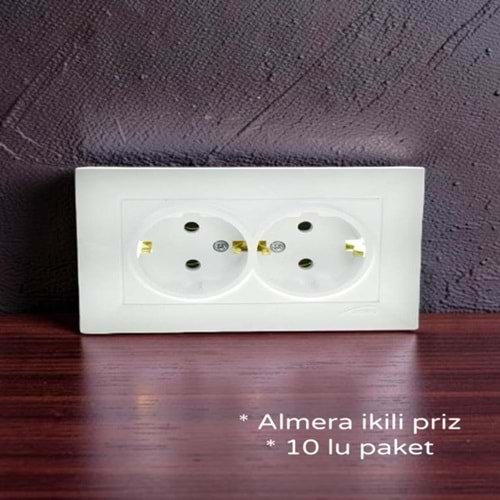 LESV- ALMERA TOPRAKLI İKİLİ SIVA ALTI PRİZ