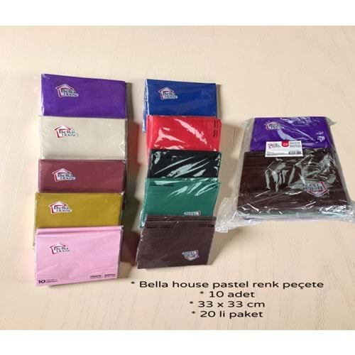 ZMP- BELLA HOUSE PASTEL RENK SOFRA PEÇETESİ 10LU
