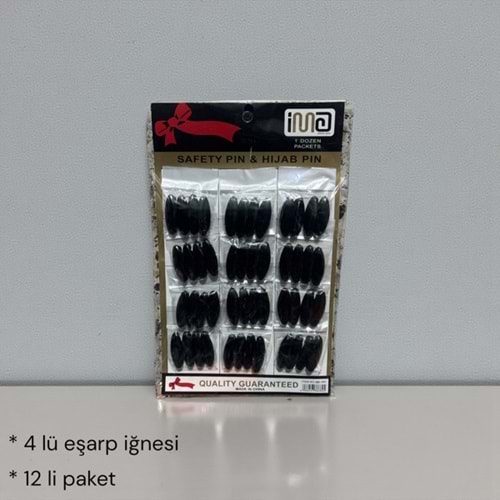 4 LÜ EŞARP İĞNESİ 48Lİ SİYAH