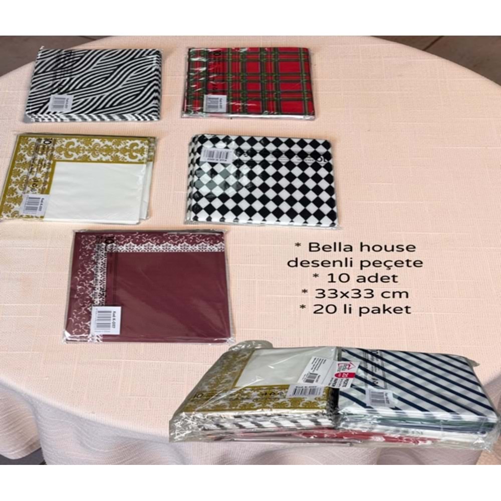 ZMP- BELLA HOUSE DESENLİ SOFRA PEÇETESİ 10LU