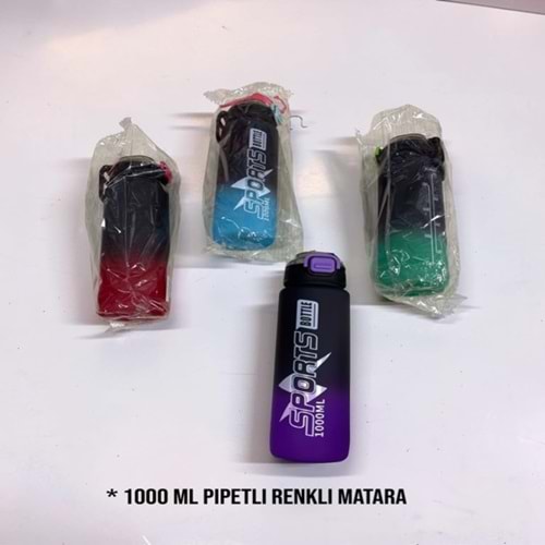 ZSM- 1000 ML PİPETLİ RENKLİ MATARA