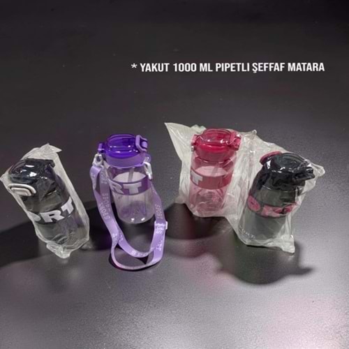ZSM- 1000 ML PİPETLİ ŞEFFAF MATARA